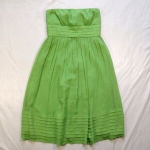 NWT J. Crew Special Occasion Dress Mini Strapless Green 100% Silk Polyester Sz 8